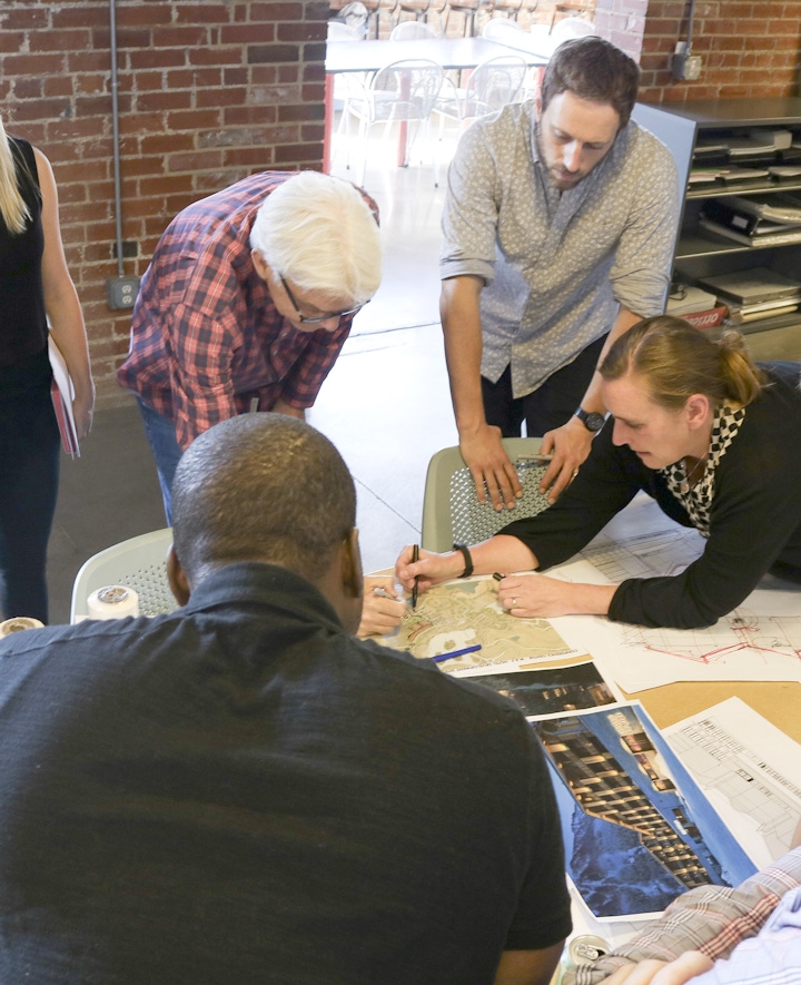 Becky working with her team during a design charrette at OZ Architecture’s Denver Studio